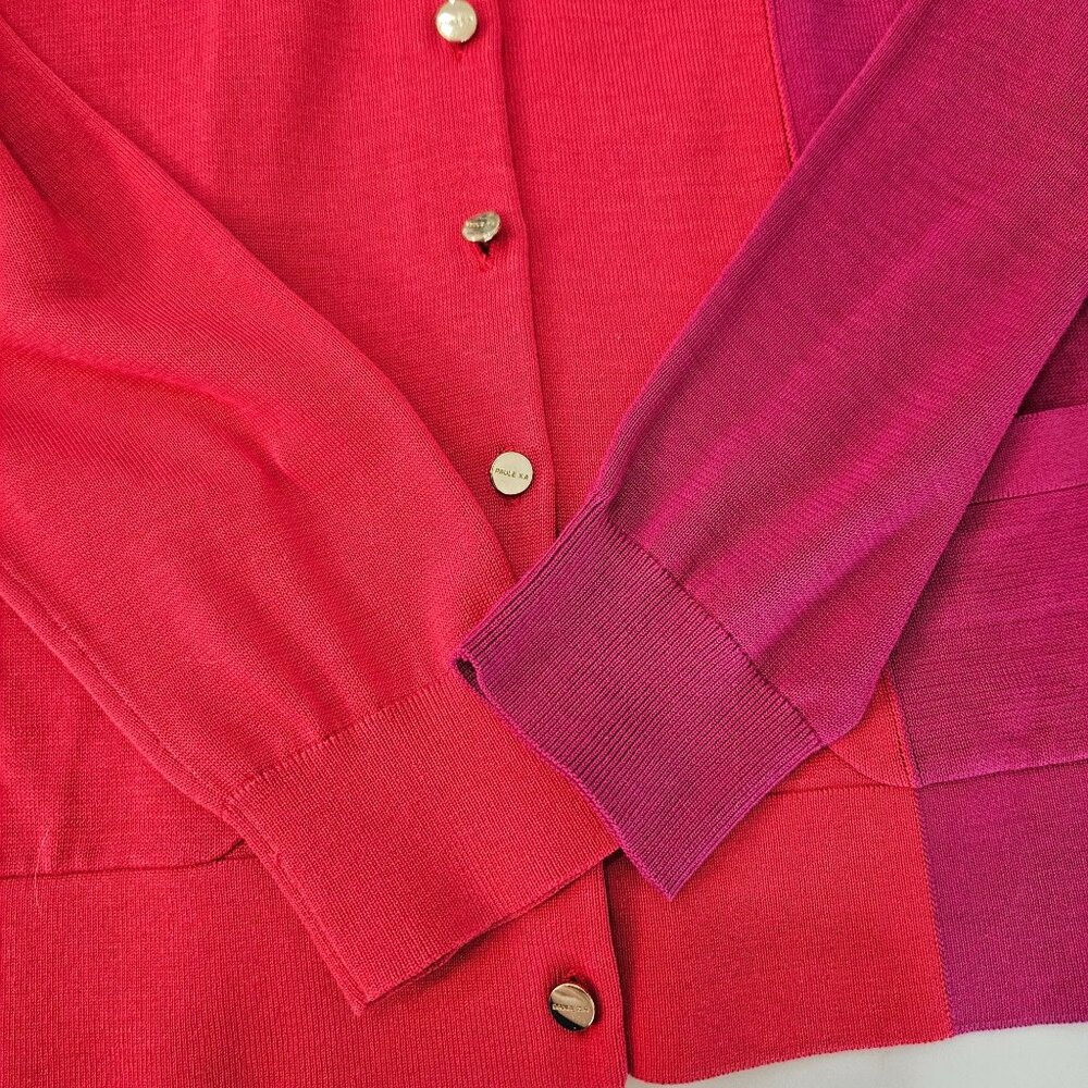 Paule Ka Cardigan Sweater Large Color Block Silk … - image 5